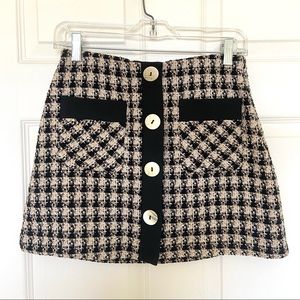 Tweed Button Mini Skirt